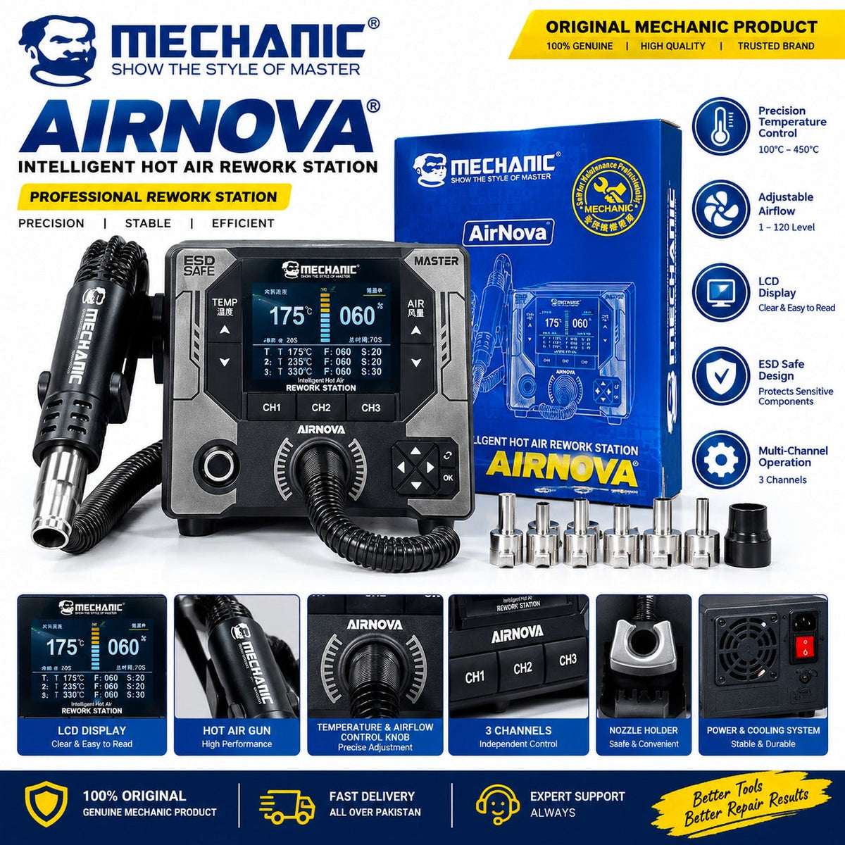 Mechanic ESD Safe Hot Air Gun Rework Station - Al Hadi